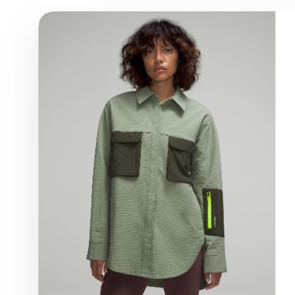 Lululemon Grid Fleece Hiking Overshirt in Laurel Green/Medium Olive